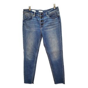 VGOSS Button Fly Ankle Skinny Jeans with Unfinished Hem Size 31 Inseam 27